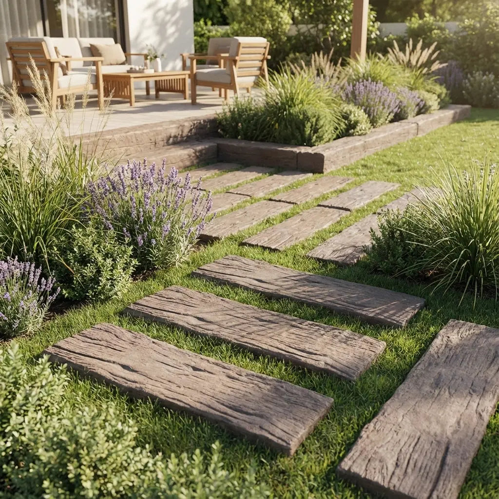 Pastelón Durmiente Textura Rugosa de Hormigón Timbercret