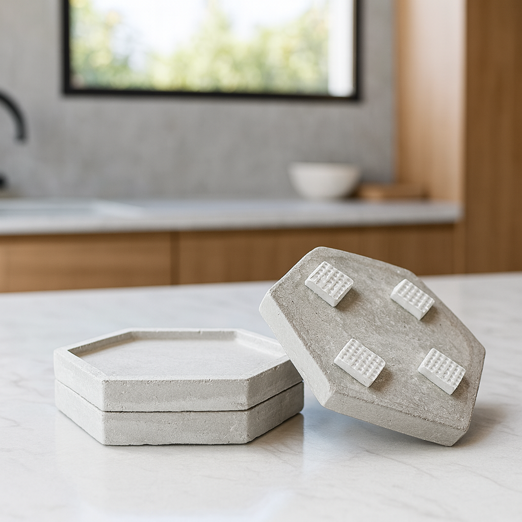 Posa Vasos Hexagonales de Hormigón