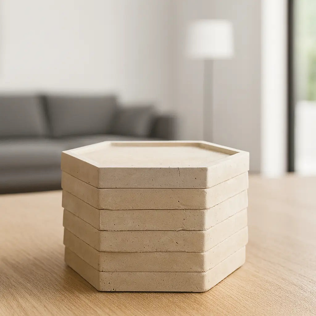 Posa Vasos Hexagonales de Hormigón DecoTimber