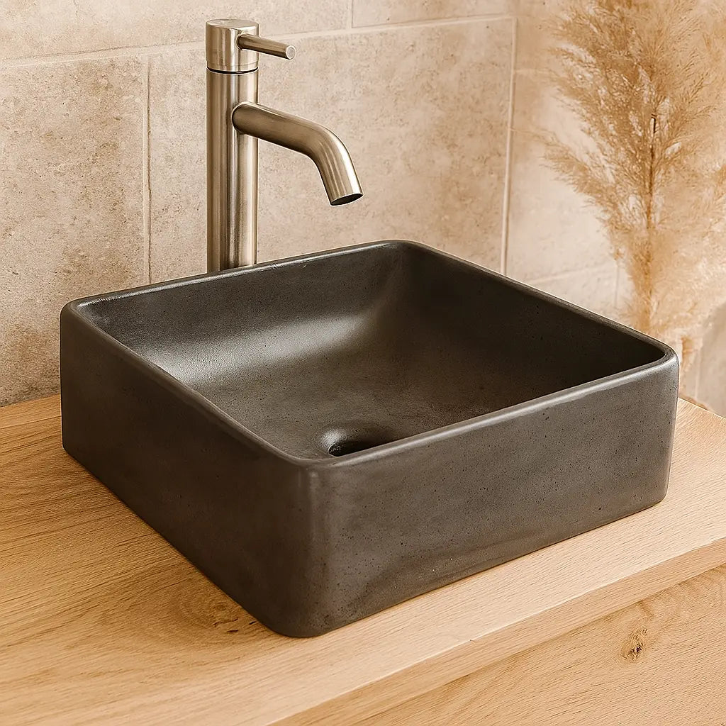 Lavamanos Cuadrado de Hormigón Sobre Cubierta DecoTimber